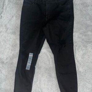 Old Navy rockstar super skinny black jeans with distressing size 14 Like New